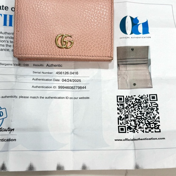 Gucci GG Marmont Wallet Gucci Pink Leather Card Case Wallet COA - Picture 10 of 15